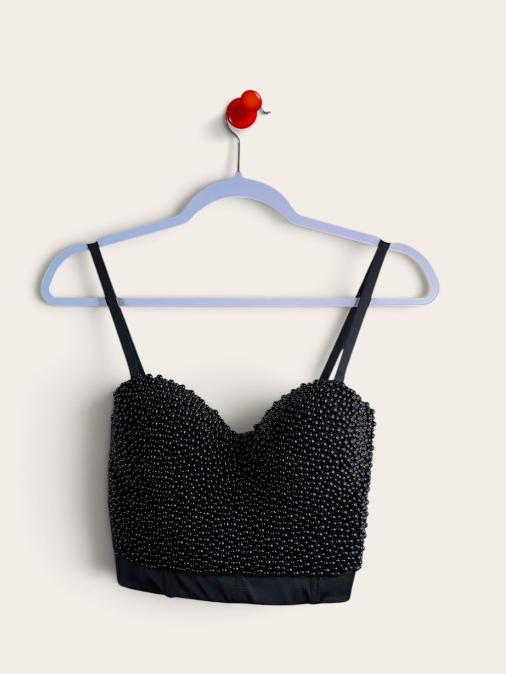 Black Beaded Bandeau Crop Bralette